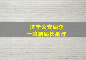 济宁公安局李一鸣副局长是谁