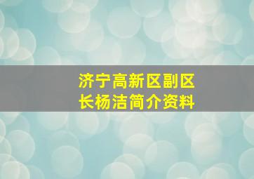 济宁高新区副区长杨洁简介资料