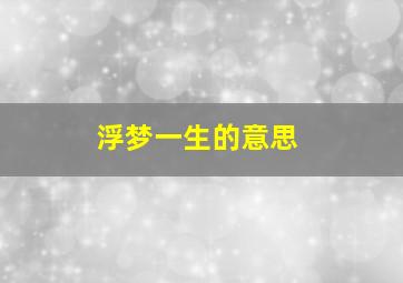 浮梦一生的意思