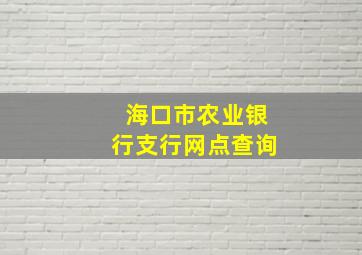 海口市农业银行支行网点查询