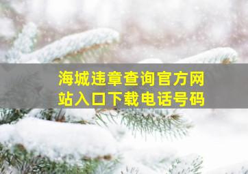 海城违章查询官方网站入口下载电话号码