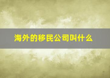 海外的移民公司叫什么