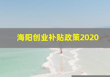 海阳创业补贴政策2020