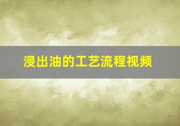 浸出油的工艺流程视频