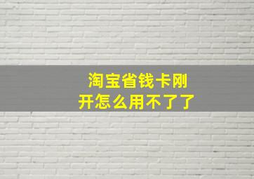 淘宝省钱卡刚开怎么用不了了