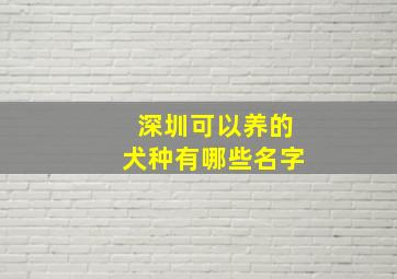 深圳可以养的犬种有哪些名字