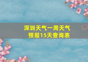 深圳天气一周天气预报15天查询表