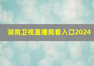 湖南卫视直播观看入口2024