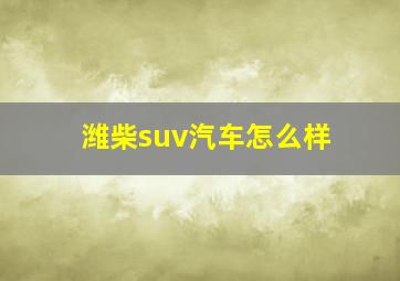 潍柴suv汽车怎么样