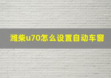 潍柴u70怎么设置自动车窗