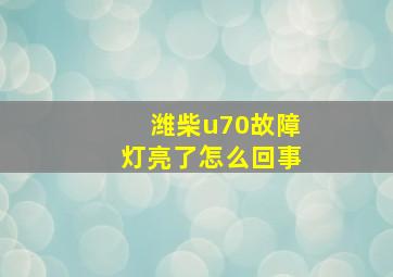 潍柴u70故障灯亮了怎么回事