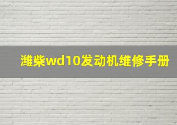 潍柴wd10发动机维修手册