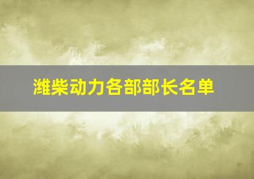 潍柴动力各部部长名单