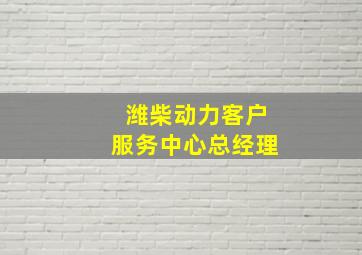 潍柴动力客户服务中心总经理