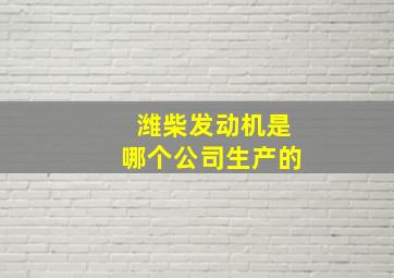 潍柴发动机是哪个公司生产的