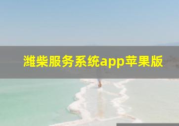 潍柴服务系统app苹果版