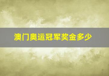 澳门奥运冠军奖金多少