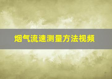 烟气流速测量方法视频