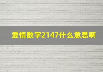 爱情数字2147什么意思啊