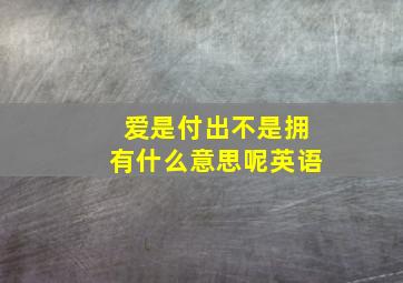 爱是付出不是拥有什么意思呢英语