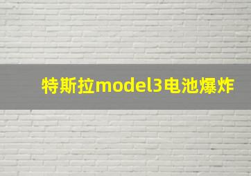 特斯拉model3电池爆炸