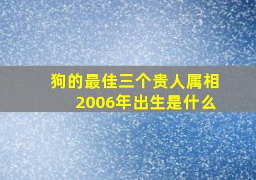 狗的最佳三个贵人属相2006年出生是什么