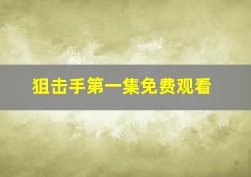 狙击手第一集免费观看