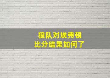 狼队对埃弗顿比分结果如何了