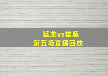 猛龙vs雄鹿第五场直播回放