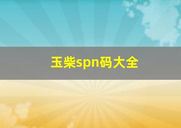 玉柴spn码大全