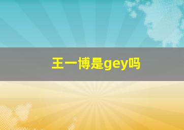 王一博是gey吗