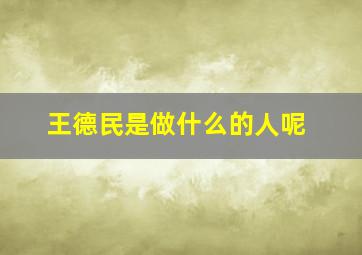 王德民是做什么的人呢