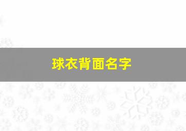 球衣背面名字