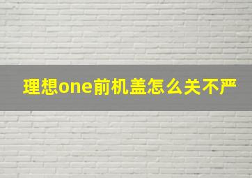 理想one前机盖怎么关不严