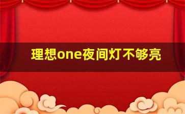 理想one夜间灯不够亮