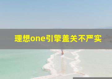 理想one引擎盖关不严实