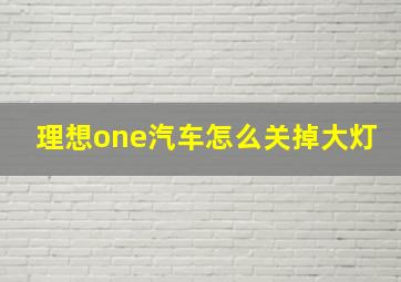 理想one汽车怎么关掉大灯