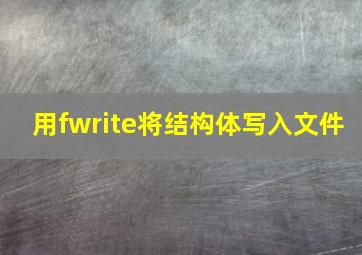 用fwrite将结构体写入文件