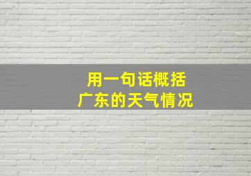 用一句话概括广东的天气情况