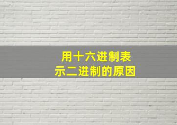 用十六进制表示二进制的原因