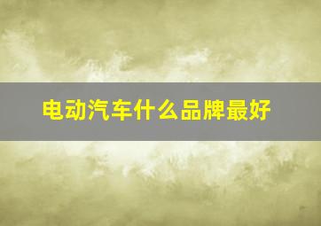 电动汽车什么品牌最好