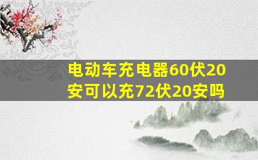 电动车充电器60伏20安可以充72伏20安吗