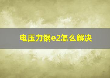 电压力锅e2怎么解决