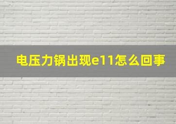 电压力锅出现e11怎么回事