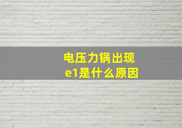 电压力锅出现e1是什么原因