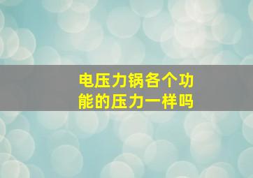 电压力锅各个功能的压力一样吗