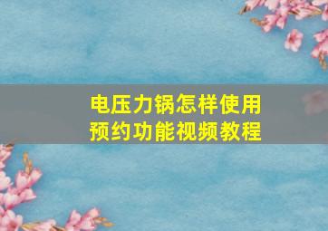 电压力锅怎样使用预约功能视频教程