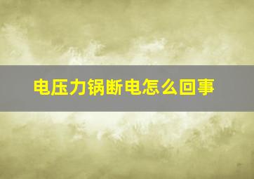 电压力锅断电怎么回事