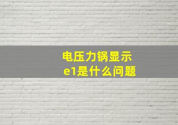 电压力锅显示e1是什么问题