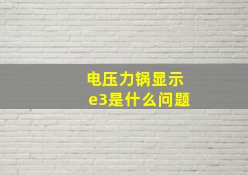 电压力锅显示e3是什么问题